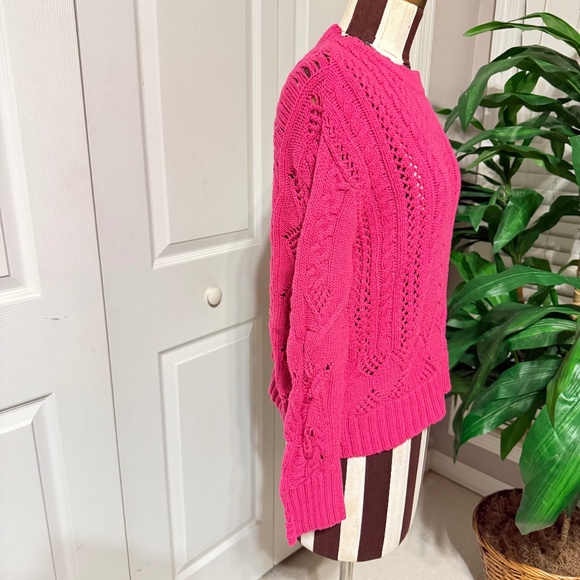 Splendid Pink Drop Needle Chunky Cable Knit Pullover Sweater Boho Sz XS - Picture 2 of 12